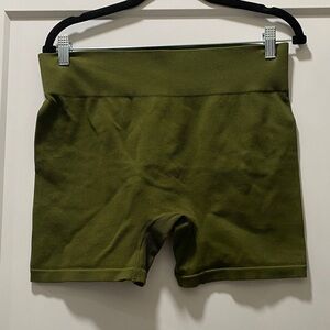 wild fable Olive Green Ribbed Bike Shorts